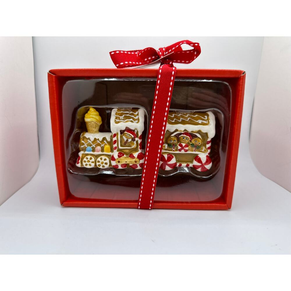 Blue Sky Gingerbread Train Salt & Pepper Shaker Set
